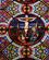234 Glasmosaik Med Jesus Paa Korset Katedral Saint Vincent Macon Frankrig Anne Vibeke Rejser IMG 7988